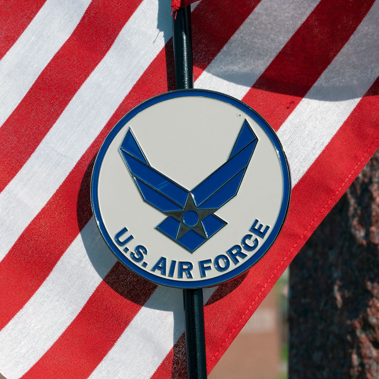 Allied Air Force Wings Veteran Grave Marker With 30 Inch Tall American Cemetery Flag
