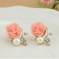 thumbnail image 3 of Youkk Women Flower Shape Rhinestones Pearl Earring Girls Ear Clip Pin Alloy Stud Jewelry Birthday Gift, 3 of 6