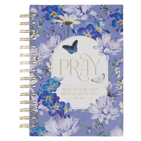 Christian Art Gifts Inspirational Journal, Pray to Him Wide Ruled Notebook, Job 22:27 Bible Verse, Blue, 192 Lined Pages, (Spiral-Bound)
