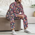 thumbnail image 7 of Picia Skull Blue Flower Pattern Men’s Long-Sleeve Sleepwear Set - Soft 2-Piece Loungewear with Pockets, Comfy PJs for Relaxing Nights-X-Large, 7 of 7