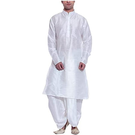 

Royal Men s Silk Blend Dhoti & Kurta Set_White