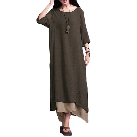 El vestido de la vendimia de las nuevas mujeres del vestido dividió los vestidos largos flojos Abanopi Vestido