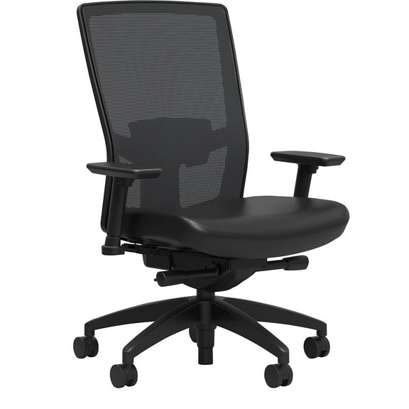 Staples Workplace Series 500 Vinyl & Mesh Task Chair Black Adj Lumbar 2D Arms 2846129