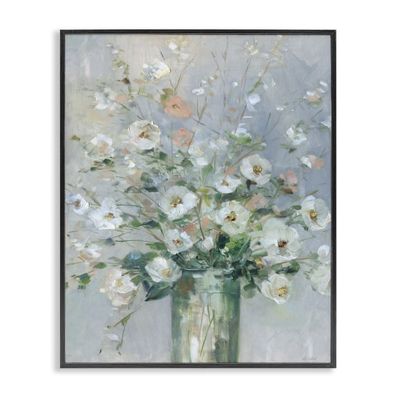 Stupell Industries Traditional Delicate White Blossoms Impression Black Framed Giclee Art, 11 x 14, by Sally Swatland