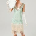 thumbnail image 2 of Jdlsppl Women's Flapper Dress Midi Fringe Tassel Glitter Silver Sparkle Rhinestone Beaded Swing Roaring 20s Gatsby Short Sequin Masquerade Dresses Light Green Medium, 2 of 5