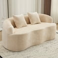 thumbnail image 4 of SOULART 66.93" Loveseat Sofa, Beige Curved Cream Couch with Round Armrest, Compression Design with 2 Pillows, No Assembly Required for Small Spaces, 4 of 11