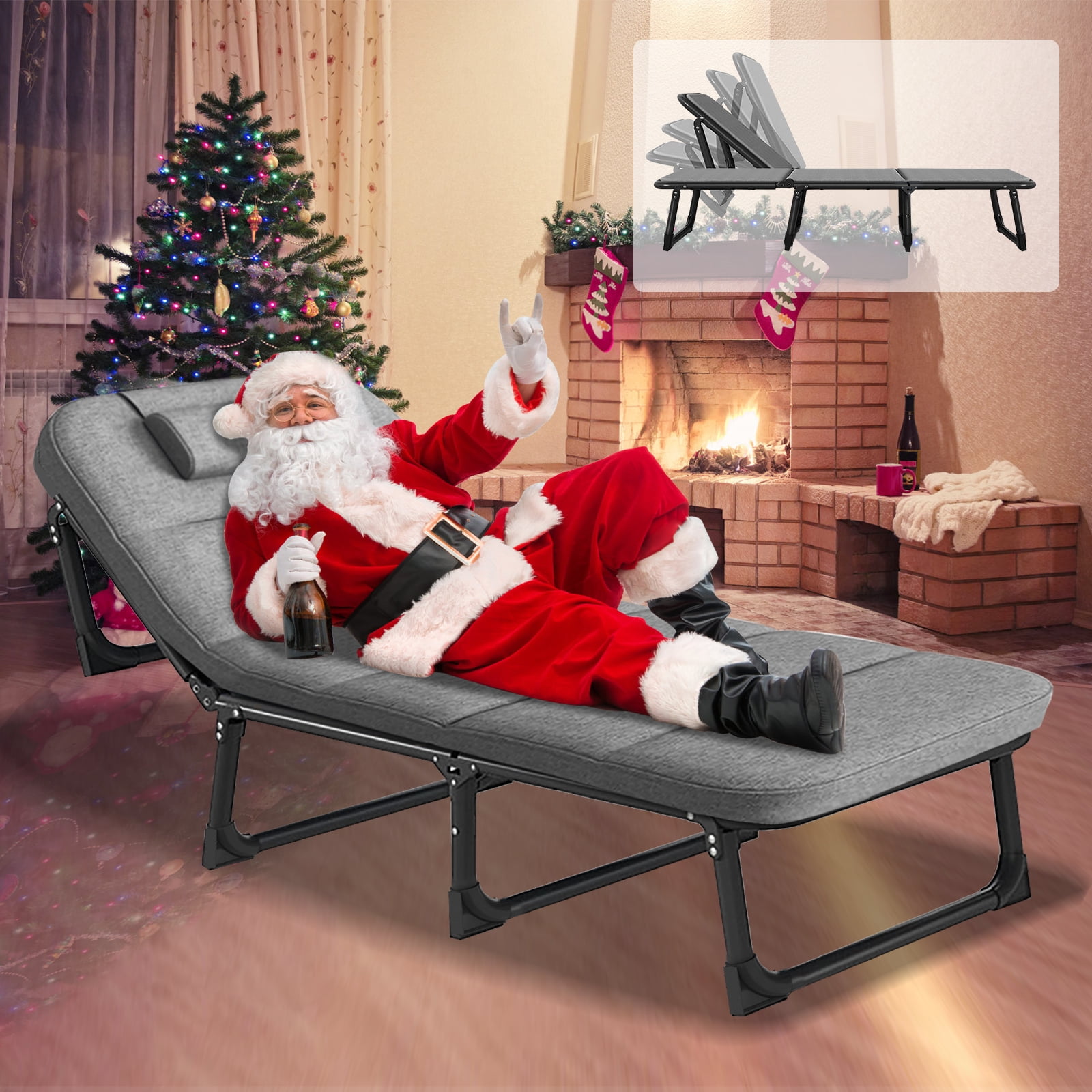 ABORON Folding Bed Cot with Mattress,Portable Fold Up Bed for Outdoor