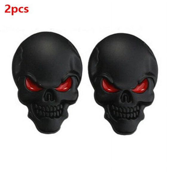 2pcs Skull Skeleton Metal Sticker Auto logo Badge Emblem Decal Black 3D Car Trucks Motorcycle Universal