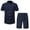 Navy, variant on Honeeladyy Men's Button Down Hawaiian Outfit Sets Casual Short Sleeve Shirt and Shorts Suits #A-Black-S