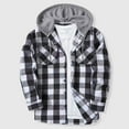 thumbnail image 2 of Hoodies For Men Big And Tall Men's Fashion Flannel Hoodie Shirts Long Sleeve Casual Vintage Button Down Plaid Shirt Jacket with Pocket, 2 of 9