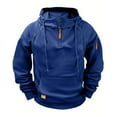 thumbnail image 2 of Stamzod Men's Fashion Hoodies & Sweatshirts Solid Color Vintage Quarter Zip Pullover Men Hoodie Sweatshirt with Pocket Blue L, 2 of 3