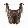 thumbnail image 3 of QSAWXQZ Women's Bustier Top Tie Strap Sleeveless Square Neck Lace Up Boned Top XL, 3 of 7