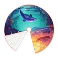 thumbnail image 3 of Balery Hawaiian Island Dolphin Printed Christmas Tree Skirt , Merry Christmas Party Christmas Tree Decoration,Adjustable Tree Skirt-48", 3 of 8