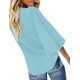 thumbnail image 3 of Blusas con cuello en V y volantes, mangas 3/4, nudo anudado, camisas con botones para mujer, 3 of 3