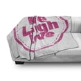 thumbnail image 3 of Live Laugh Love Soft Flannel Fleece Throw Blanket, Lifestyle Stamp Grunge Retro Artwork Illustration, Cozy Plush for Indoor and Outdoor Use, 50" x 70", Hot Pink White, by Ambesonne, 3 of 6
