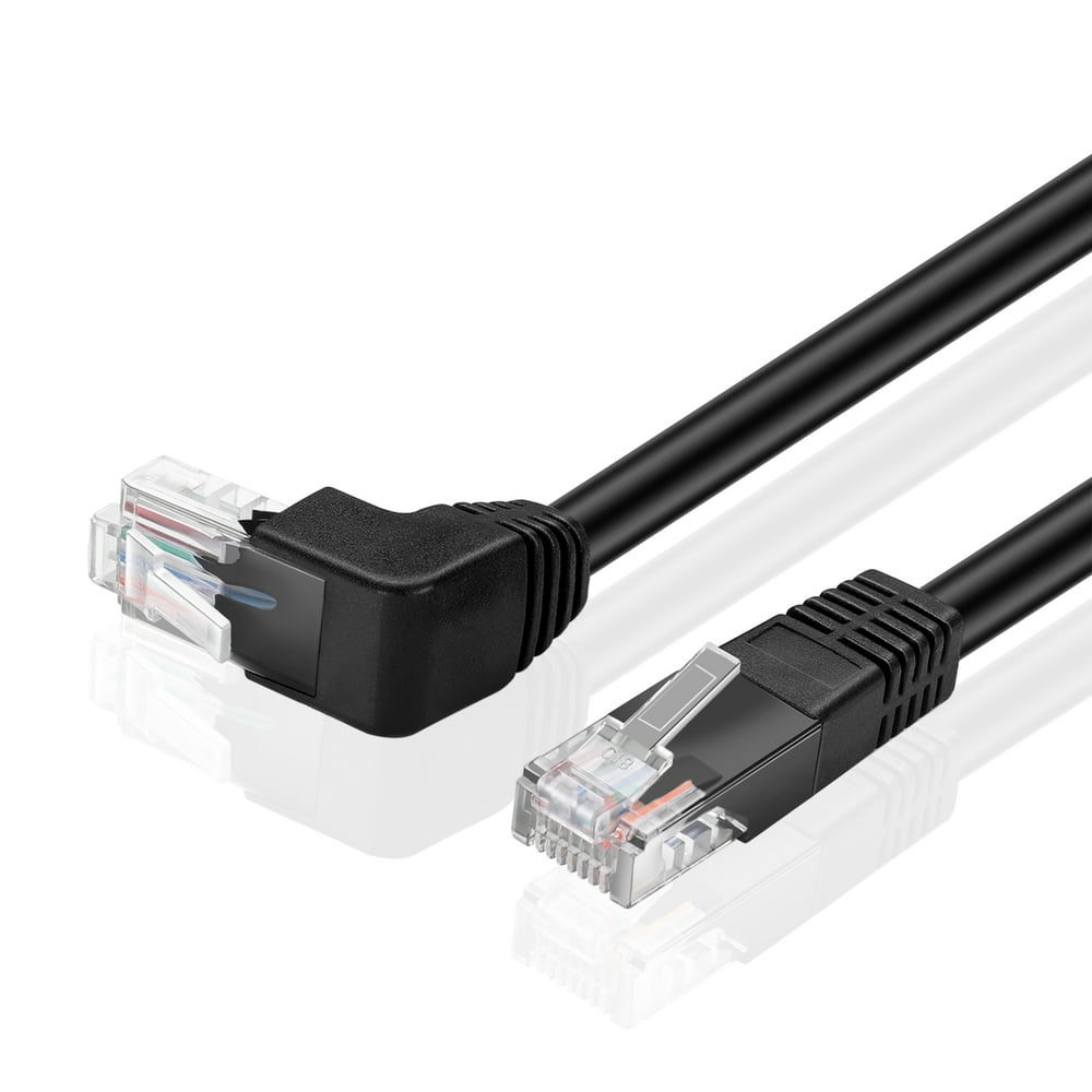 Cat6 Cable (Right Angle Up, 10 FT) RJ45 90 Degree Network Connector 500 MHz 10 Gigabit
