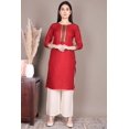 thumbnail image 3 of Red Solid Straight Rayon Kurta, 3 of 6