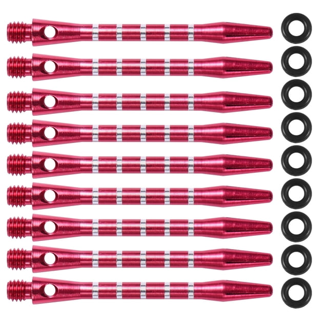 FRCOLOR Darts Shafts 20PCS Standard 2BA Screw Thread Dart Shafts Aluminium Alloy Darts Accessories Metal Stems Alloy Pole Rod with 20PCS Rings (Red),2.17"X0.31"X0.31"