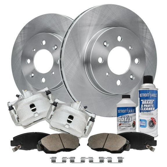 Detroit Axle - Front Brake Kit for 96-05 Civic 2010-2014 Insight 1997-2000 EL Disc Brake Rotors Brake Calipers w/Brackets Ceramic Brakes Pads Replacement [10.32 inch Front Rotors]