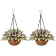 thumbnail image 1 of Guardoinrt 2 Artificial Hanging Baskets, Baskets, Decorations Pinecone And Frosted Suitable For Front Door, Courtyard, Decor Bleached Style 30CM, 1 of 6