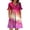Hot Pink, variant on Women's A-Line Sun Dress Short Sleeve V-Neck with Pockets - Tie-Dye Print Flowy Summer Dress, Bohemian Chic, Lightweight and Soft for Vacation, Party, Daily Fashion,Purple,M