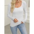 thumbnail image 5 of Long Sleeve Shirts for Women Fall Outfits Knit Tops Scoop Neck Slim Fit Basic Tee, 5 of 6