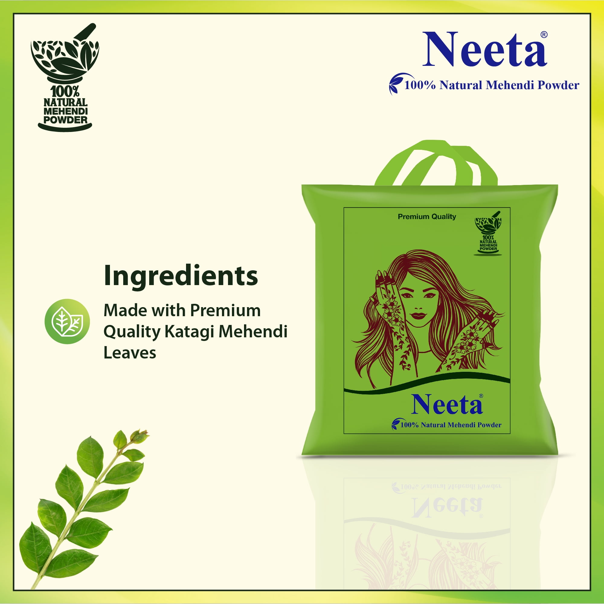 Neeta 100% Natural Henna for Hair Color, Henna with GI Tag for