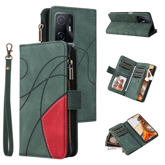 Flip Case for Xiaomi 11T Pro, PU Leather 2 Color Assorted Kickstand Function Shockproof Wallet Cover for Xiaomi 11T Pro