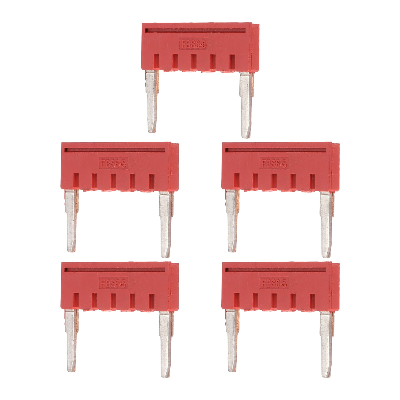 Uxcell 5Pcs FBS2.5 DIN Rail Terminal Block Jumper 1-6 Position Red 25.5mm Pitch Plug-in Terminal Strip Press-Fit Bridge Jumper Block for Control Cabinet Wiring Industrial Automation