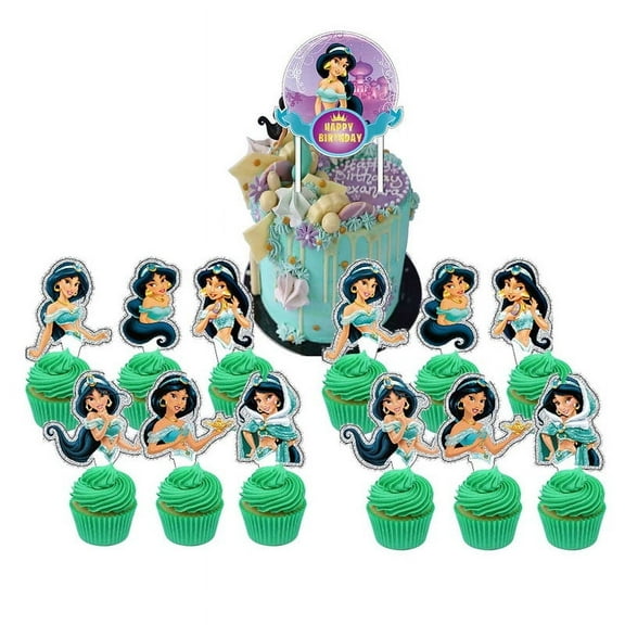 Jasmine Cake Topper CupcakeS Set Birthday Party Supplies Decoration Decor Kit