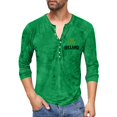thumbnail image 2 of Men'S Printed T-Shirt Outdoor Retro Button Loose Long Sleeve Top Green F XL, 2 of 5