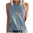 thumbnail image 2 of QUNYINEY Muscle Tank Top for Women Sleeveless Floral Crewneck Casual Shirts Summer Loose Tank Tops, 2 of 4