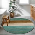 thumbnail image 5 of Retro Teal Green Brown Round Rug 3ft Washable Circle Entryway Rugs Non Slip Farmhouse Wooden Art Retro Area Rug Indoor Floor Carpet for Bedroom Kitchen Living Room Home Office Dining Room Nursery, 5 of 8