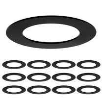 Maxxima 4 in. Goof Rings for Recessed Lights, Can or Canless Downlight Trim Ring, Black (12-Pack)