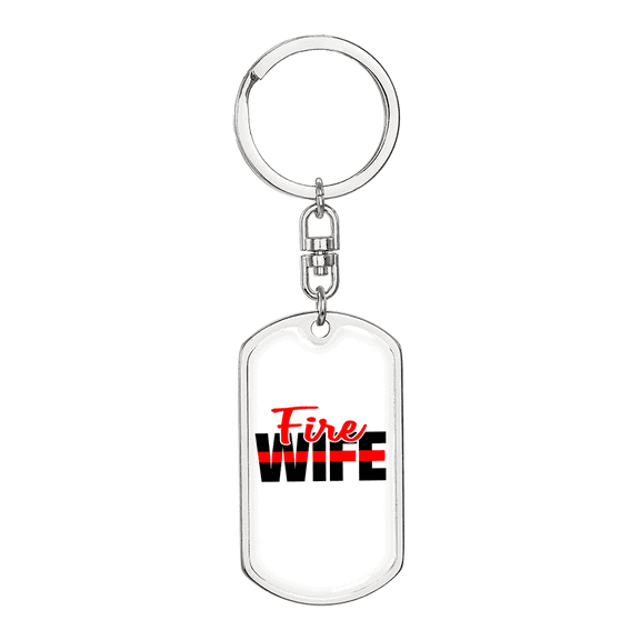 Fire Wife Stainless Steel or 18k Gold Premium Swivel Dog Tag Keychain