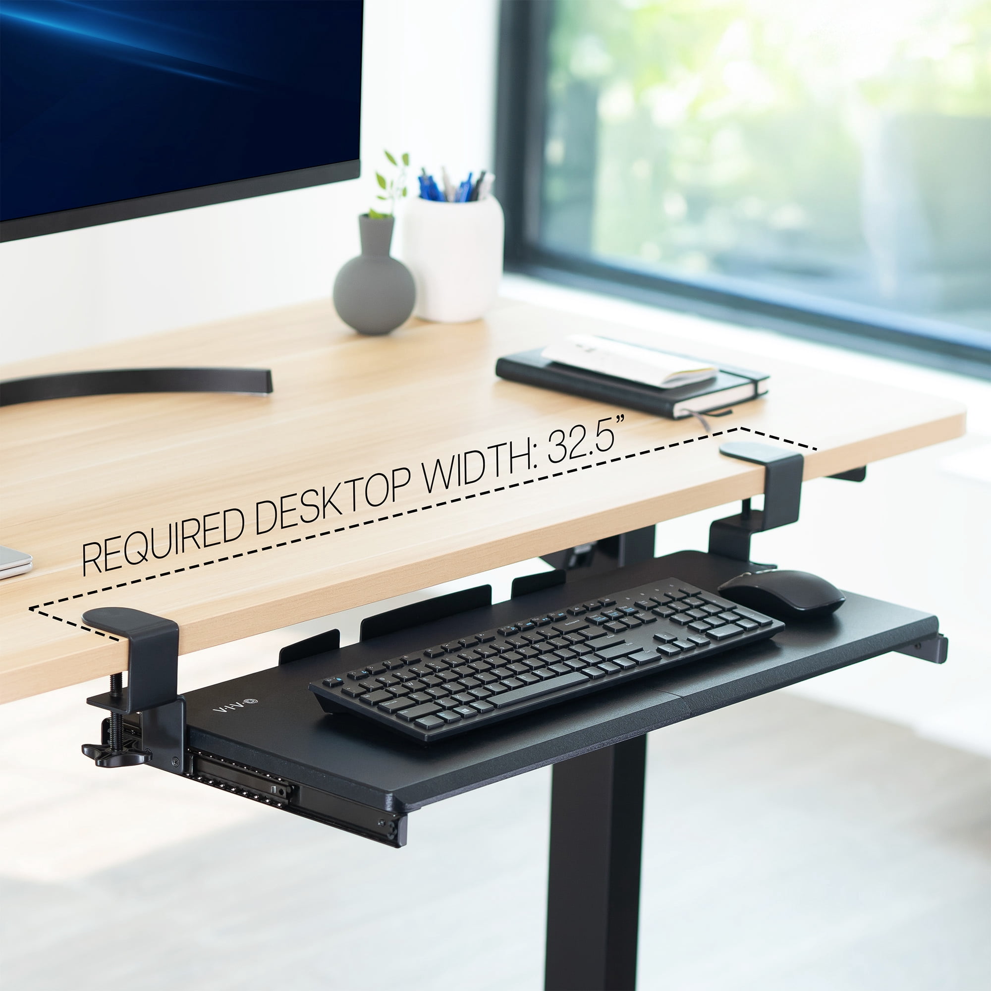 VIVO Extra Sturdy Clamp-on Computer Keyboard and Mouse Under Desk Slider Tray