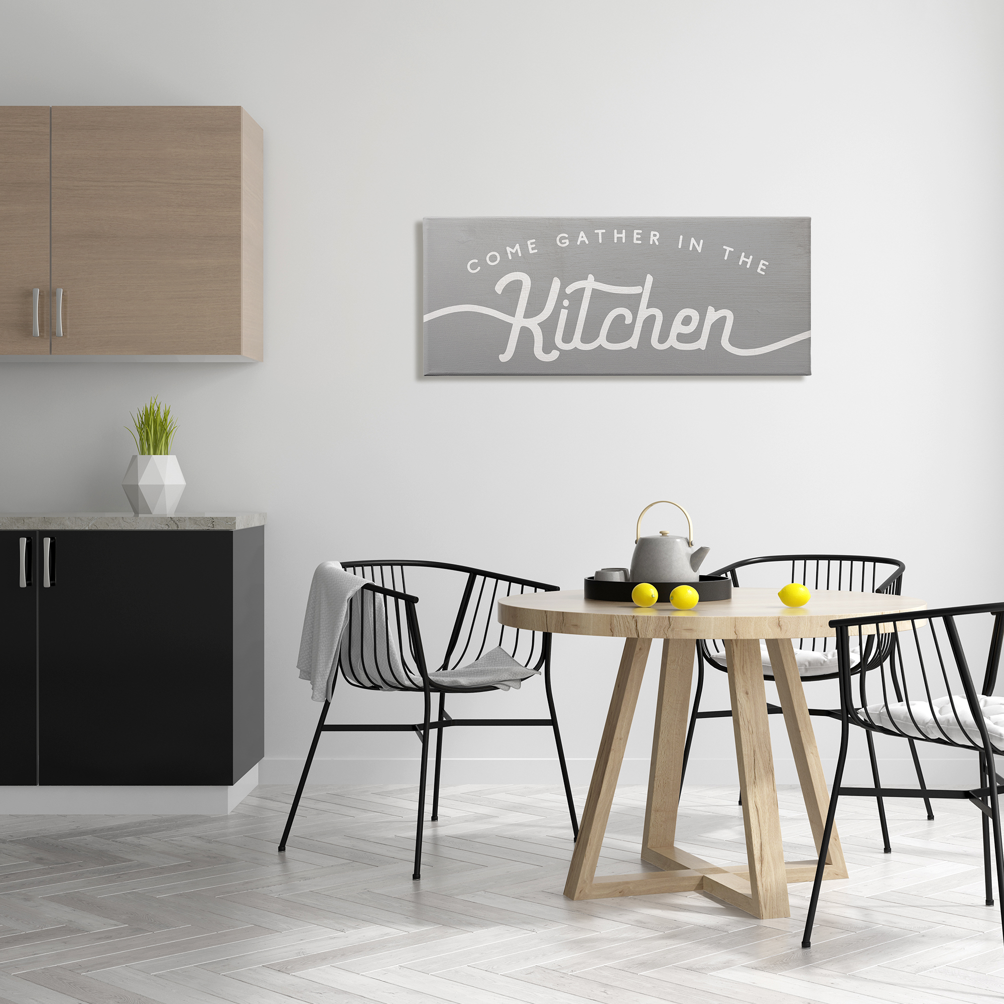 Stupell Industries Gather in the Kitchen Sign Rustic Family Phrase Food & Beverage Painting Gallery Wrapped Canvas Print Wall Art, 17 x 40