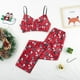thumbnail image 3 of HiLoc-ropa de dormir de satén con estampado de dibujos animados para mujer, ropa de Navidad, pijamas sexys, conjunto de dos piezas con cuello en V, Top y pantalones, 3 of 4