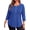 Blue, variant on WellSize 3/4 Sleeve Plus Size Womens Blouses Casual Floral Pleats Tops Summer Crewneck Shirts Tunic Curved Hem Blouses