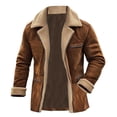 thumbnail image 4 of Fgnfyis Mens Winter Coat Mid Length Casual Suede Jacket Coat with Zipper Pockets and Retro Style Outerwear Jacket for Men Brown_002 XXL, 4 of 4