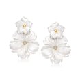 thumbnail image 4 of Ross-Simons Mother-Of-Pearl and .20 ct. t.w. White Topaz Flower Removable Drop Earrings With 18kt Gold Over Sterling, Women's, Adult, 4 of 7