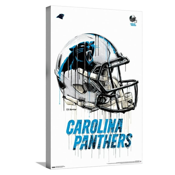 NFL Carolina Panthers - Drip Helmet 20 Canvas Wall Poster, 14.725" x 22.375"