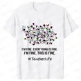 thumbnail image 1 of Estoy bien, todo está bien, ropa de mujer, luces navideñas, moda informal, ropa femenina, camisetas de manga corta, camisetas para mujer, 1 of 5