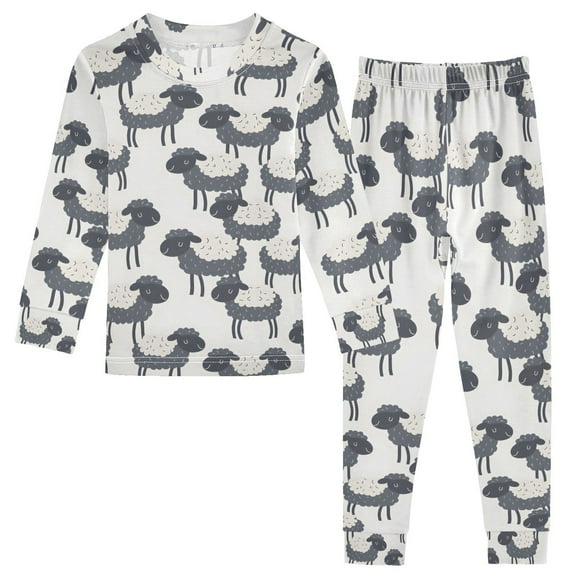 joogoo Cute Sheep 2 Piece Long Sleeve Tee and Pants Cotton Pajama Set 5Y