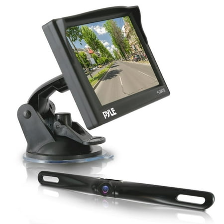 PYLE PLCM4700 - Rear View Backup Camera & Monitor Parking / Reverse Assist System, Includes Waterproof Night Vision Cam, Angle Adjustable, Distance Scale Lines, 4.7'' LCD