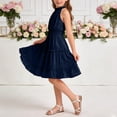 thumbnail image 6 of Lutiedan Girls Halter Neck Dress Sleeveless Ruffle Hem A-line Dress Knee Length Summer Elegant Swing Pleated Dress 5-14 Years, 6 of 7