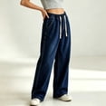 thumbnail image 5 of GUACER Drawstring Wide Leg Jeans for Women Casual High Waisted Stretch Loose Comfy Denim Pants with Pockets, 5 of 6