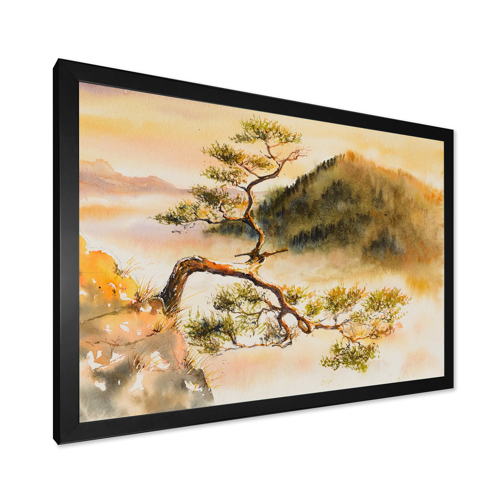 Designart 'The Top of Sokolica Peak With Curved Pine Tree' Traditional Framed Art Print