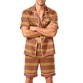 thumbnail image 2 of Men's Pajama Sets Satin Short Sleeve Button Down Shirts Shorts Pajamas Casual Short Sets Homewear for Men, 2 of 4
