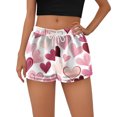 thumbnail image 3 of LWavelet Women's Gradient Heart Shorts Drawstring Waist Casual Summer Shorts Hot Pink 2XL, 3 of 4